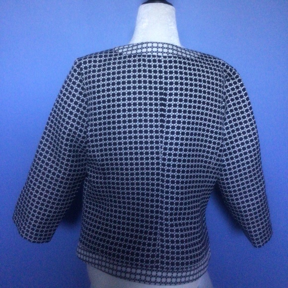 Laundry by Shelli Segal Navy Blue and White Checkered Blazer Size 8 - Picture 4 of 6